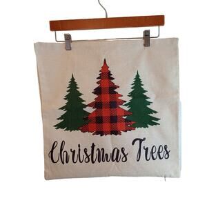 Christmas Holiday Decorative Pillow Covers Set of 4 Trees Santa Snowman Merry